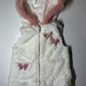 Little Lass Furry Vest with Pink and Gold Butterflies